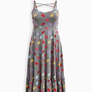 Torrid Strappy Maxi Dress - Jersey Lips Grey size 1